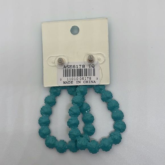 Ashlyn Rose Turquoise Rhinestone Encrusted Statement Earrings New - Picture 3 of 7